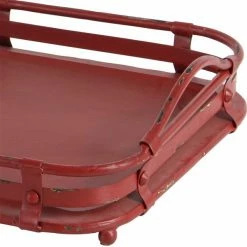 Brand new 🎉 GRAYSON LANE Set of 2 19 In., 17 In. Vintage Tray Red Metal 🔔 -GRAYSON LANE Sales 2022 330858040 AlternateImage2 l