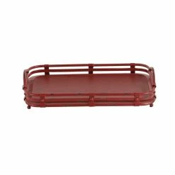 Brand new 🎉 GRAYSON LANE Set of 2 19 In., 17 In. Vintage Tray Red Metal 🔔 -GRAYSON LANE Sales 2022 330858040 AlternateImage4 l