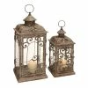 Wholesale 🧨 GRAYSON LANE Set of 2 20 In., 15 In. Rustic Lantern Brown Metal 🛒