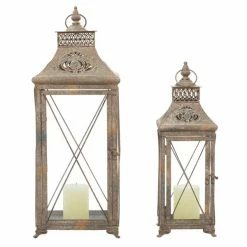 Best Sale βοΈ GRAYSON LANE Set of 2 24 In., 18 In. Traditional Lantern Brown Metal π§¨