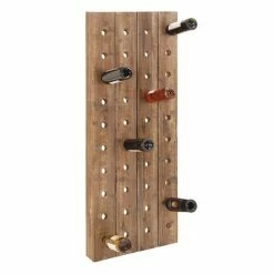 Best Sale 🔥 GRAYSON LANE 57 In. x 21 In. Rustic Wine Holder Rack Brown Wood 👏
