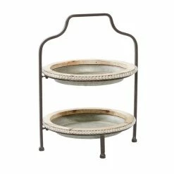 Cheap ✨ Grayson Lane Farmhouse Tiered Server - Grey Metal - 20-in X 16-in 🧨