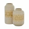 Flash Sale ✔️ Grayson Lane Set of 2 9-in , 11-in Boho Style Vase - Beige Ceramic ✔️