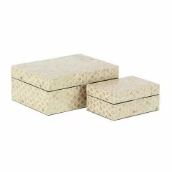 Best deal 🔥 Grayson Lane Set of 2 8-in , 12-in - Mother of Pearl Beige Coastal Box ❤️