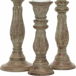 Budget 😍 Grayson Lane 3-Candle Wood Pillar Holder - 18-in, 15-in, 12-in 🥰 -GRAYSON LANE Sales 2022 330858177 AlternateImage3 l