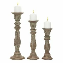 Budget 😍 Grayson Lane 3-Candle Wood Pillar Holder - 18-in, 15-in, 12-in 🥰