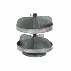 Best deal 🥰 Grayson Lane Farmhouse 2 Tier Tray Stand - Grey Iron - 13-in X 12-in 🌟