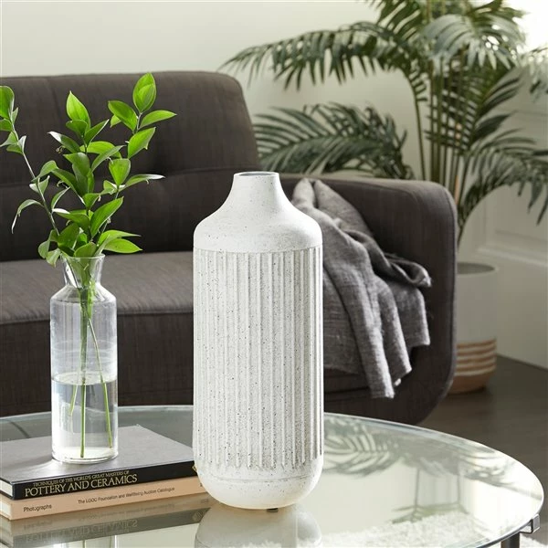 Promo ❤️ Grayson Lane Contemporary Style Vase - White Metal - 17-in X 7-in ❤️ 2 Promo ❤️ Grayson Lane Contemporary Style Vase - White Metal - 17-in X 7-in ❤️ - Image 2