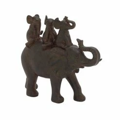 New 🧨 Grayson Lane Eclectic Elephant Sculpture - Brown Poly Stone - 10-in X 10-in 🧨 -GRAYSON LANE Sales 2022 330858197 AlternateImage3 l