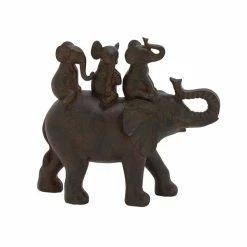 New 🧨 Grayson Lane Eclectic Elephant Sculpture - Brown Poly Stone - 10-in X 10-in 🧨