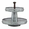 Budget ✔️ Grayson Lane Farmhouse 2 Tier Tray Stand - Silver Iron - 15-in X 16-in ✨
