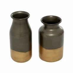 Best reviews of 🔥 Grayson Lane Set of 2 8-in , 9.25-in Contemporary Vase - Gold - Metal 👏 -GRAYSON LANE Sales 2022 330858208 AlternateImage4 l