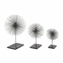 Best deal ⭐ Grayson Lane Set of 3 10-in , 13-in , 17-in Silver Contemporary Geometric Sculpture - Metal 🔔