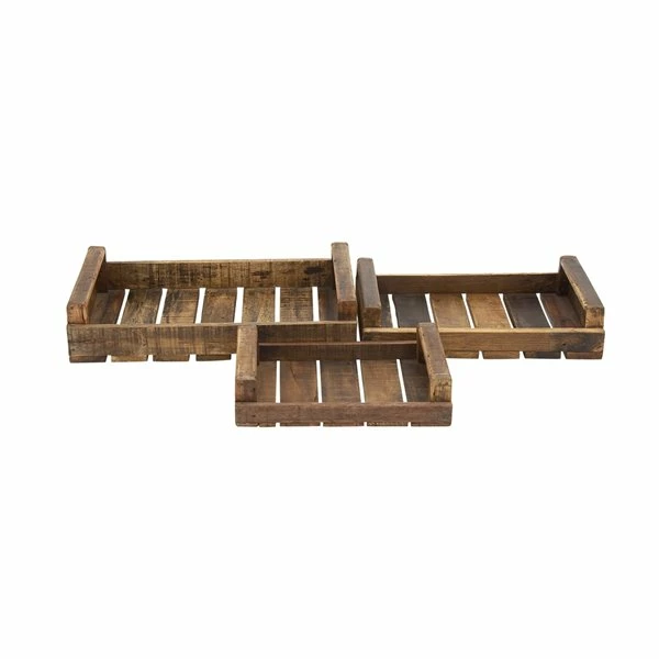 Brand new ๐ Grayson Lane Set of 3 28-in , 23-in , 19-in Farmhouse Tray - Brown Wood โญ 1 Brand new ๐ Grayson Lane Set of 3 28-in , 23-in , 19-in Farmhouse Tray - Brown Wood โญ