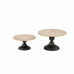 Promo 😉 Grayson Lane Set of 2 13-in, 11-in Light Brown Rustic Cake Stand - Metal 😉