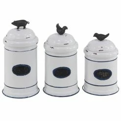 Best reviews of 🔥 Grayson Lane Set of 3 11-in , 13-in , 14-in Farmhouse Decorative Jar - White - Metal 🌟