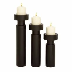 New 👍 Grayson Lane 3-Candle Wood Pillar Holder - 10-in, 13-in, 16-in ⌛