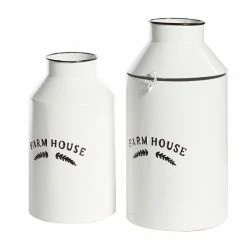 Promo ❤️ Grayson Lane Set of 2 14-in , 11-in Farmhouse Decorative Jar - White - Metal 👍 -GRAYSON LANE Sales 2022 330858266 AlternateImage4 l