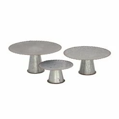 Top 10 ❤️ Grayson Lane Set of 3 9-in, 13-in, 15-in Grey Farmhouse Cake Stand - Metal ⭐