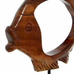 Buy 👍 Grayson Lane Coastal Fish Sculpture - Brown Teak Wood - 17-in X 15-in 🛒 -GRAYSON LANE Sales 2022 330858280 AlternateImage2 l