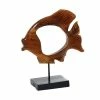 Buy 👍 Grayson Lane Coastal Fish Sculpture - Brown Teak Wood - 17-in X 15-in 🛒