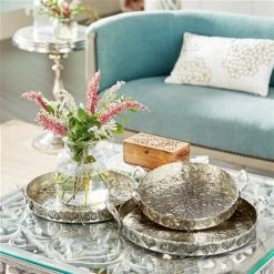 Budget 😉 Grayson Lane Set of 3 16-in , 14-in , 12-in Traditional Tray - Silver - Aluminum ⭐ -GRAYSON LANE Sales 2022 330858282 AlternateImage1 l