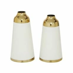 Deals ⭐ Grayson Lane Set of 2 6-in x 12-in Glam Vase - White - Metal 💯 -GRAYSON LANE Sales 2022 330858284 AlternateImage4 l