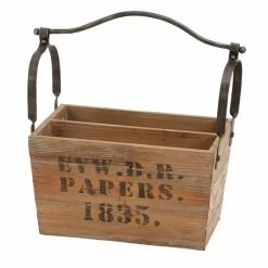 Best deal 👍 Grayson Lane Rustic Magazine Holder Light - Brown Wood - 16-in X 16-in 🧨