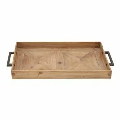 Flash Sale 👍 Grayson Lane Contemporary Tray Contemporary - Brown Wood - 32-in X 16-in X 3-in 🔔