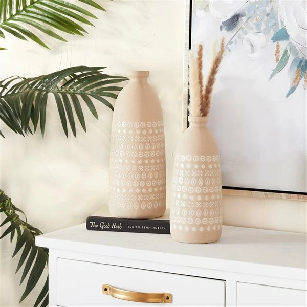 Top 10 ✨ Grayson Lane Set of 2 15-in x 5-in Rustic Vases - Beige Stoneware 🥰 2 Top 10 ✨ Grayson Lane Set of 2 15-in x 5-in Rustic Vases - Beige Stoneware 🥰 - Image 2