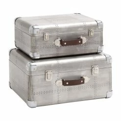 Promo 🔔 Grayson Lane Set of 2 16-in 14-in Grey Farmhouse Box - Wood ⭐