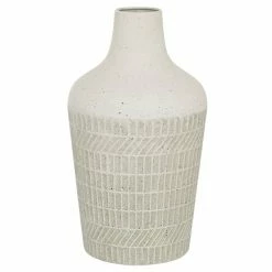 Promo 👍 Grayson Lane Contemporary Style Vase - White Metal - 13-in X 8-in 🎉