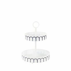 Outlet 😀 Grayson Lane Farmhouse 2 Tier Tray Stand - White Iron - 18-in X 13-in 🎉 -GRAYSON LANE Sales 2022 330858318 AlternateImage5 l
