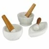 Hot Sale ✨ Grayson Lane Set of 3 5-in , 7-in , 9-in - White Natural Mortar and Pestel - Marble 😀