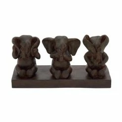 Top 10 👍 Grayson Lane Eclectic Sculpture - Brown Poly Stone Elephant - 6-in X 12-in 😍