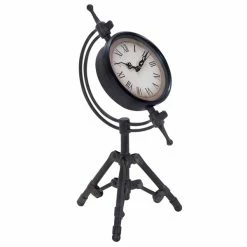 New 🎉 Grayson Lane Analog 14-in x 7-in Black Round Tabletop Standard Clock ✨