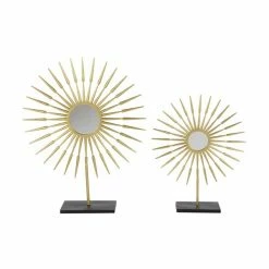 Flash Sale 👍 Grayson Lane Set of 2 21-in , 28-in - Gold Glam Sun Sculpture Tin 👍