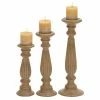 Cheap 💯 Grayson Lane 3-Candle Pillar Holder - 18-in, 15-in, 12-in - Brown Mango Wood 🧨
