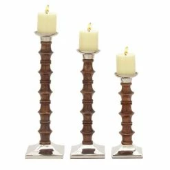 New 🌟 Grayson Lane 3-Candle Wood Pillar Holder - 12-in, 15-in, 18-in 🎁
