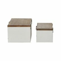 Best Pirce 😀 Grayson Lane Set of 2 10-in , 12-in White Contemporary Box - Wood 😍 -GRAYSON LANE Sales 2022 330858394 AlternateImage4 l