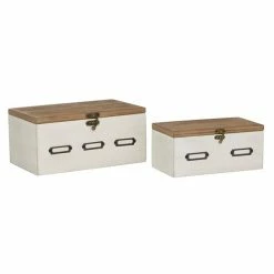 Best Pirce π Grayson Lane Set of 2 10-in , 12-in White Contemporary Box - Wood π
