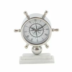 Outlet ✨ Grayson Lane Analog 8-in x 9-in Silver Round Tabletop Standard Clock 👍