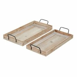 Best deal ✔️ Grayson Lane Set of 2 25-in , 27-in Boho Style Tray - Brown Wood 🎉