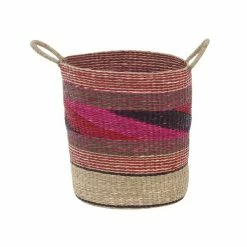 Buy 😉 Grayson Lane Set of 3 15-in , 17-in , 20-in Eclectic Pink Sea Grass Storage Basket 🤩 -GRAYSON LANE Sales 2022 330858431 AlternateImage5 l