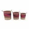 Buy 😉 Grayson Lane Set of 3 15-in , 17-in , 20-in Eclectic Pink Sea Grass Storage Basket 🤩
