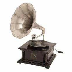 Outlet 💯 Grayson Lane Vintage Gramophone - Black Mango Wood - 26-in X 14-in 😉