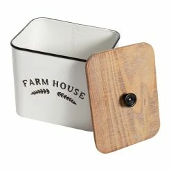 Hot Sale 😍 Grayson Lane Set of 3 11-in , 10-in , 8-in Farmhouse Canisters - White - Metal 😉 -GRAYSON LANE Sales 2022 330858452 AlternateImage2 l