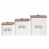 Hot Sale 😍 Grayson Lane Set of 3 11-in , 10-in , 8-in Farmhouse Canisters - White - Metal 😉
