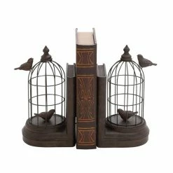 Coupon 🎁 Grayson Lane Set of 2 6-in x 10-in - Black Farmhouse Birdcage Bookends - Metal ⌛