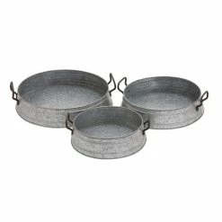 Best reviews of 🤩 Grayson Lane Set of 3 18-in , 16-in , 14-in Farmhouse Tray - Grey - Metal 🧨